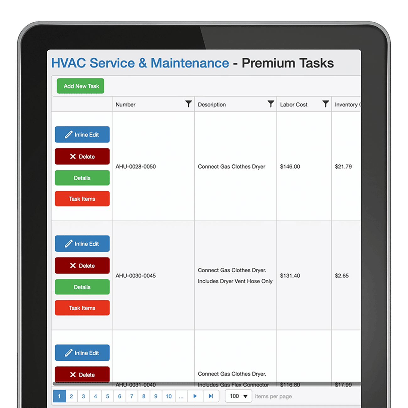 Tablet PC Showing a Flat Rate Pricing Book Created with Flat Rate Plus Online.